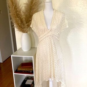 SKY Brand "Karene" High-Low Cream Crochet Dress